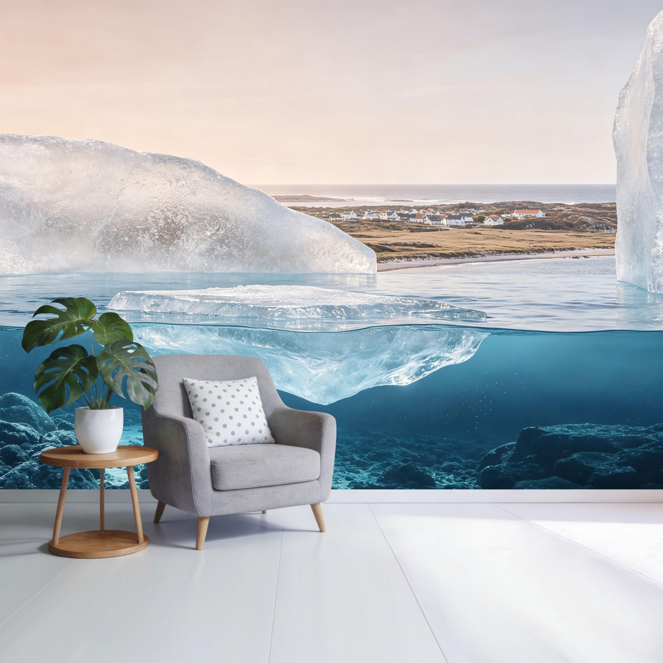 Custom Size Wall Mural Arctic Iceberg Ocean Landscape Underwater Coastal View SelfAdhesive Wall Fabric Removable Wallpaper for Home Office Decor