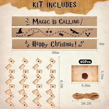 Christmas Decorations, 43-Piece Christmas Tree Ornament Set | 40 Letter Cards & 3Pcs Magic Ribbon for Christmas Tree Decor, Fireplace, Party & Home Decor, Holiday Gifts for Fans & Kids