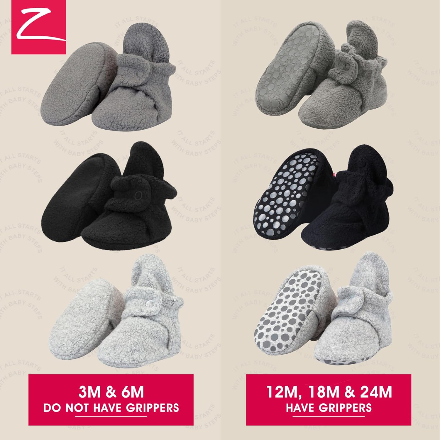 Zutano Unisex Fleece Baby Booties with Organic Cotton Lining, Newborn Essentials - Image 3