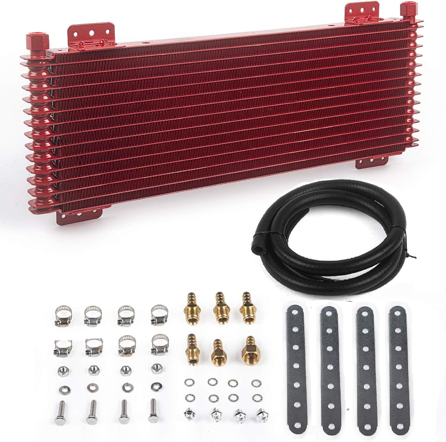 40k Transmission Oil Cooler LPD47391, Compatible with Heavy Duty 40,000 GVW Max Low Pressure Drop Trans Cooler with Mounting Hardware (Silver)