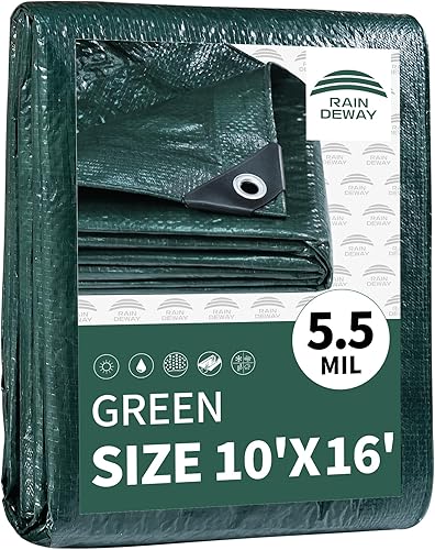 Miniatura 66 de RAINDEWAY Lonas de 7 x 7 pies (paquete de 2) – 5.5 mil, cubierta de lona de polietileno impermeable multiusos con ojales de metal y bordes