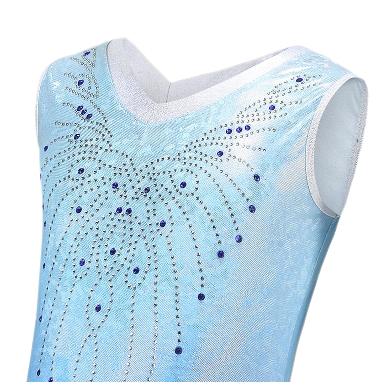 Girls Gymnastics Leotards Sleeveless Shiny Rhinestones Blue Outfit Sportwear 12 |Clothing, Shoes & Accessories | Dancewear | Kids' Dancewear |1 Girls Gymnastics Leotard-image-15