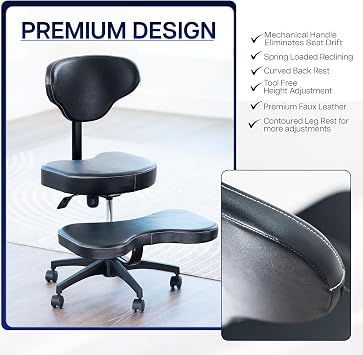 VIVO Mobile Cross Legged Office Chair with Back Support for Yoga Meditation ADHD, Height Adjustable, Black, CHAIR-CL03B