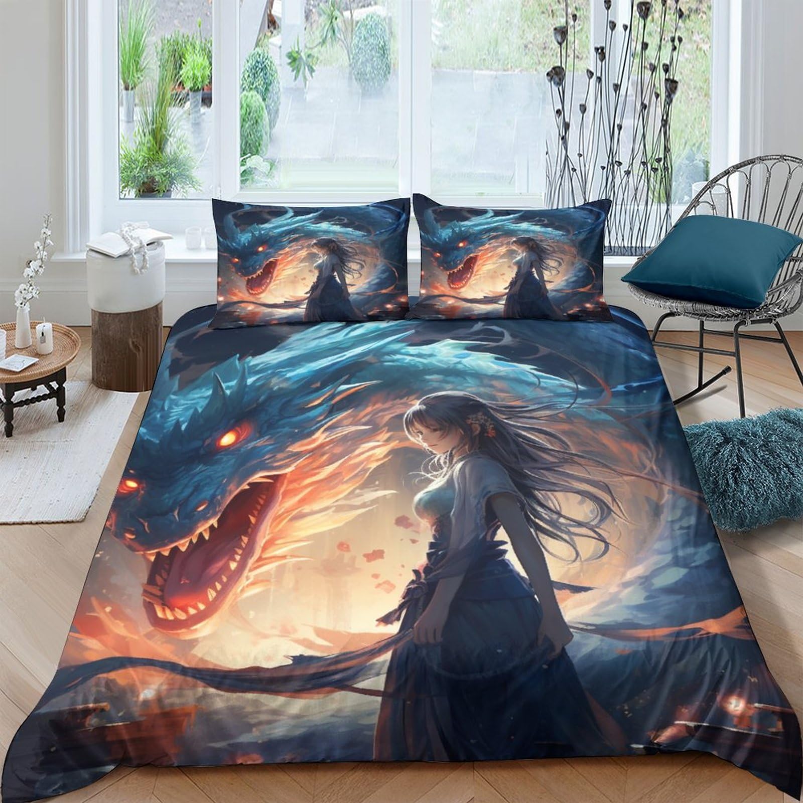 Housse de couette enfant motif dragon pour transformer la chambre en royaume