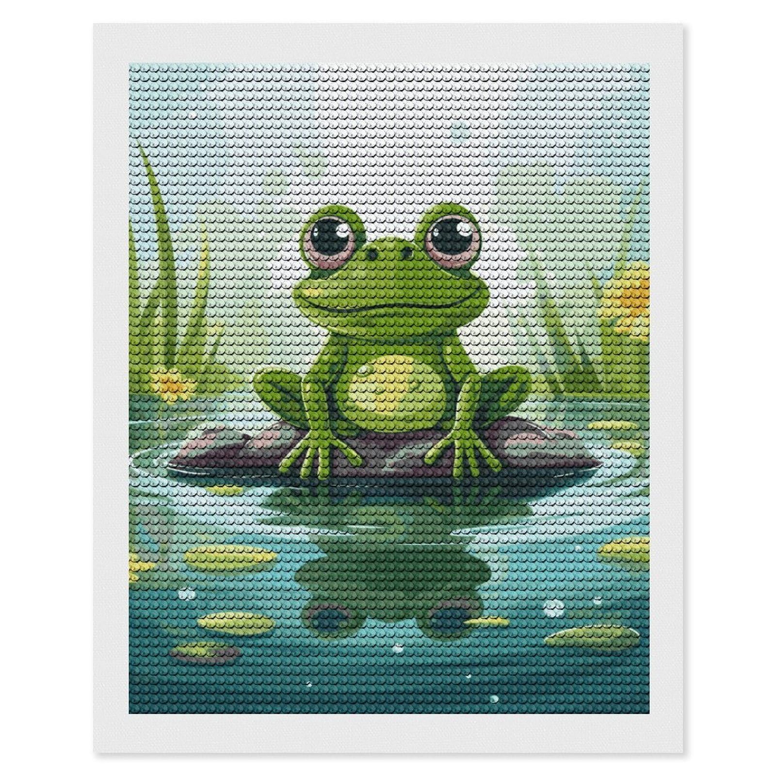 DWVTSLH Frog in A Pond Diamond Painting Kits for Adults, Personalized Diamond Photo Art Full Drill, DIY 5D Diamond Art Painting Kits for Beginners, Home Wall Decor 16"x20"