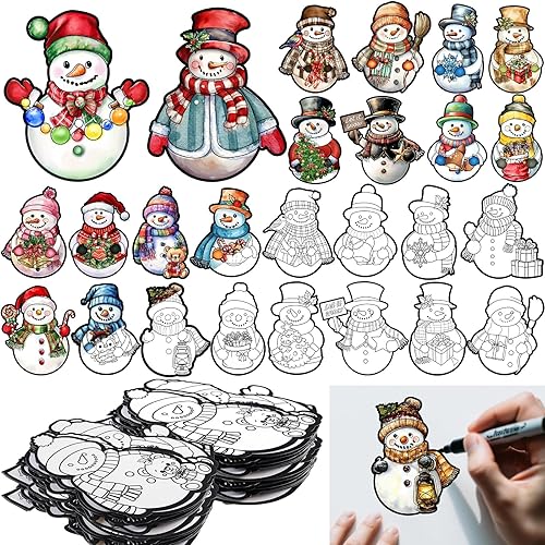 Simgoing 40Pcs Christmas Fuzzy Velvet Coloring Posters Christmas Crafts DIY