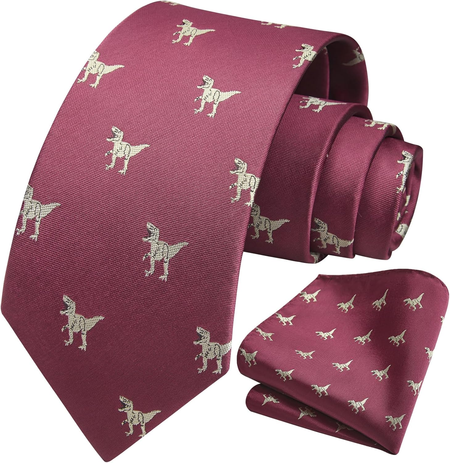 HISDERN Ties for Men Classic Animal Tie and Pocket Square Set Jacquard Woven Silk Neckties Handkerchief Wedding Party - Image 3