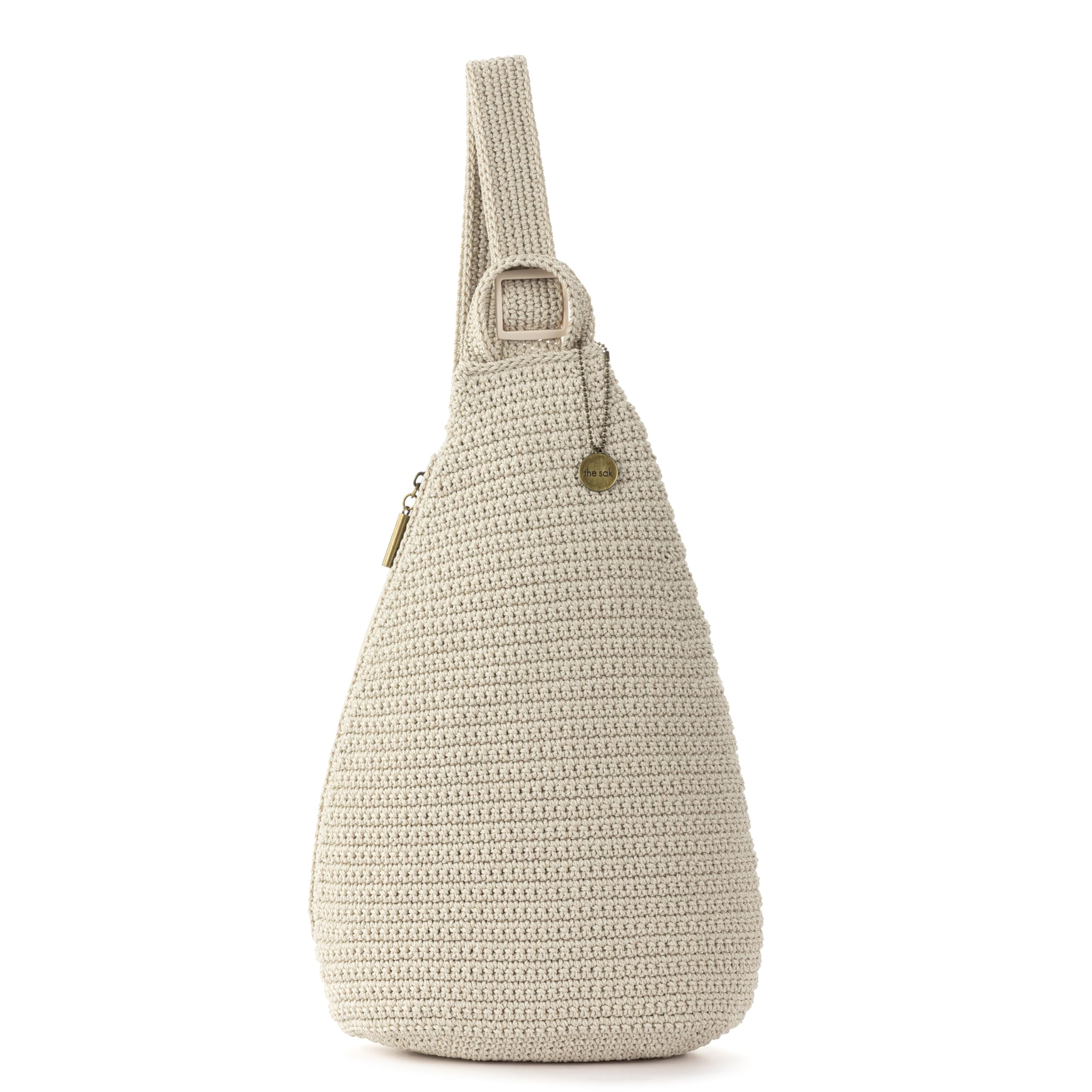 Geo Sling Backpack In Crochet, Single Backpack Strap, Ecru :o) The Sak Geo Sling Backpack In Crochet Single Sling Shoulder  main image 2
