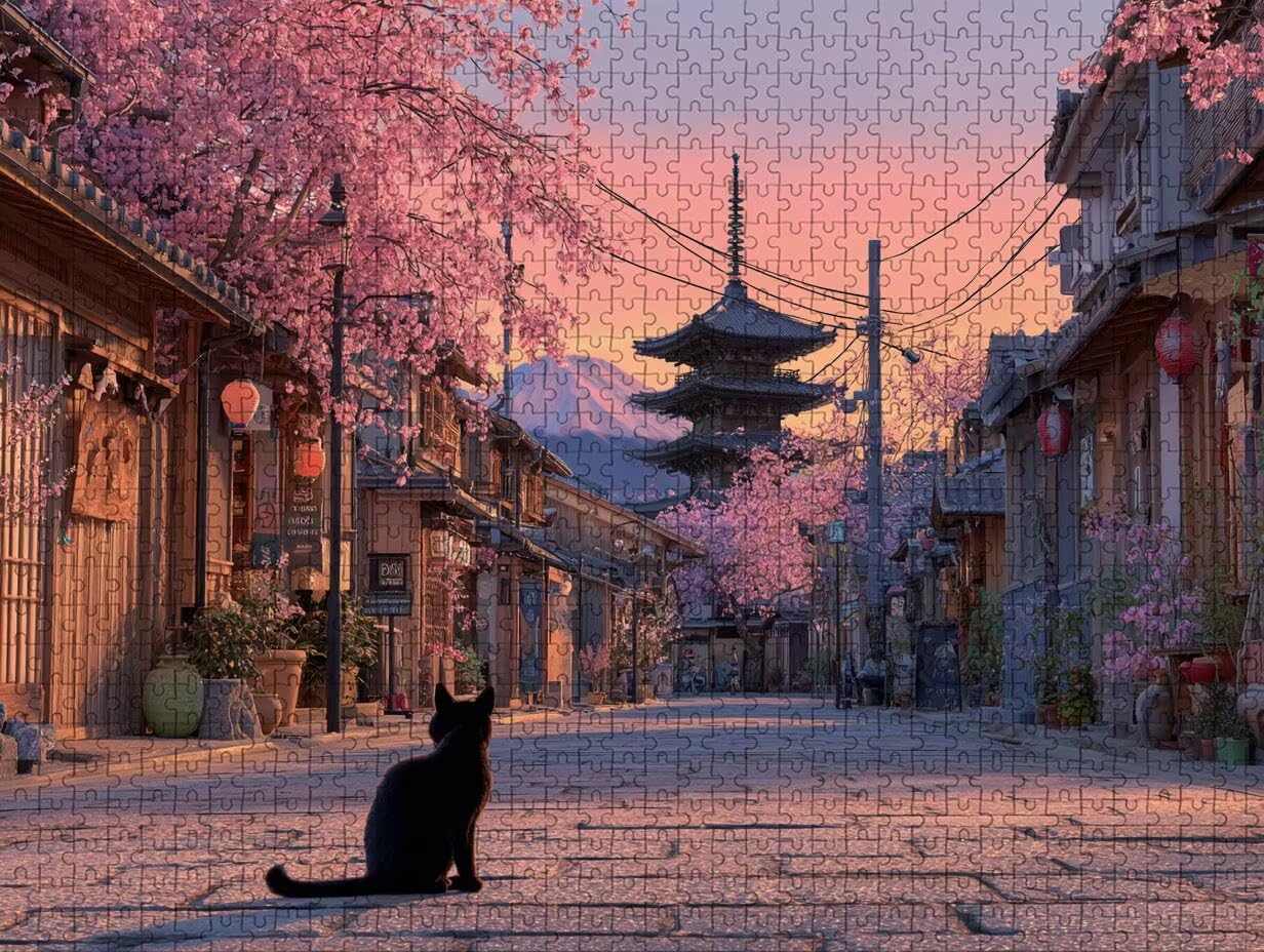 Japońskie drewniane puzzle, widok ulicy Puzzle 6000 elementów dorosłych z pudełkiem 179 x 105 cm, rodzinny wypoczynek, gra edukacyjna najwyższej jakości puzzle wyzwanie, dla dorosłych nastolatków, V