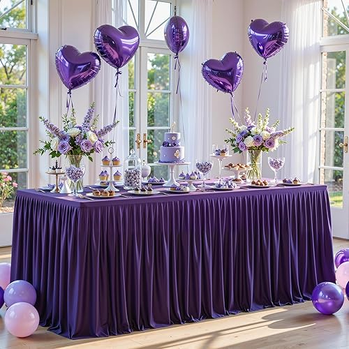 Miniatura 80 de Wish Care Paquete de 2 manteles rectangulares negros para mesas de 6 pies, manteles ajustables de poliéster elásticos 6T para fiestas, bodas, ferias