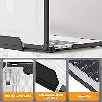 Vista 7 de SEYMAC stock Funda para MacBook Pro de 14 pulgadas, Protección Absorbente de Impactos con Soporte Plegable y Funda con Alfombrilla para Ratón