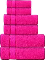 Vista 30 de Juego de toallas de baño - 100% algodón - 2 toallas de baño, 2 toallas de mano y 2 toallitas - Grandes, gruesas, esponjosas, absorbentes, secado