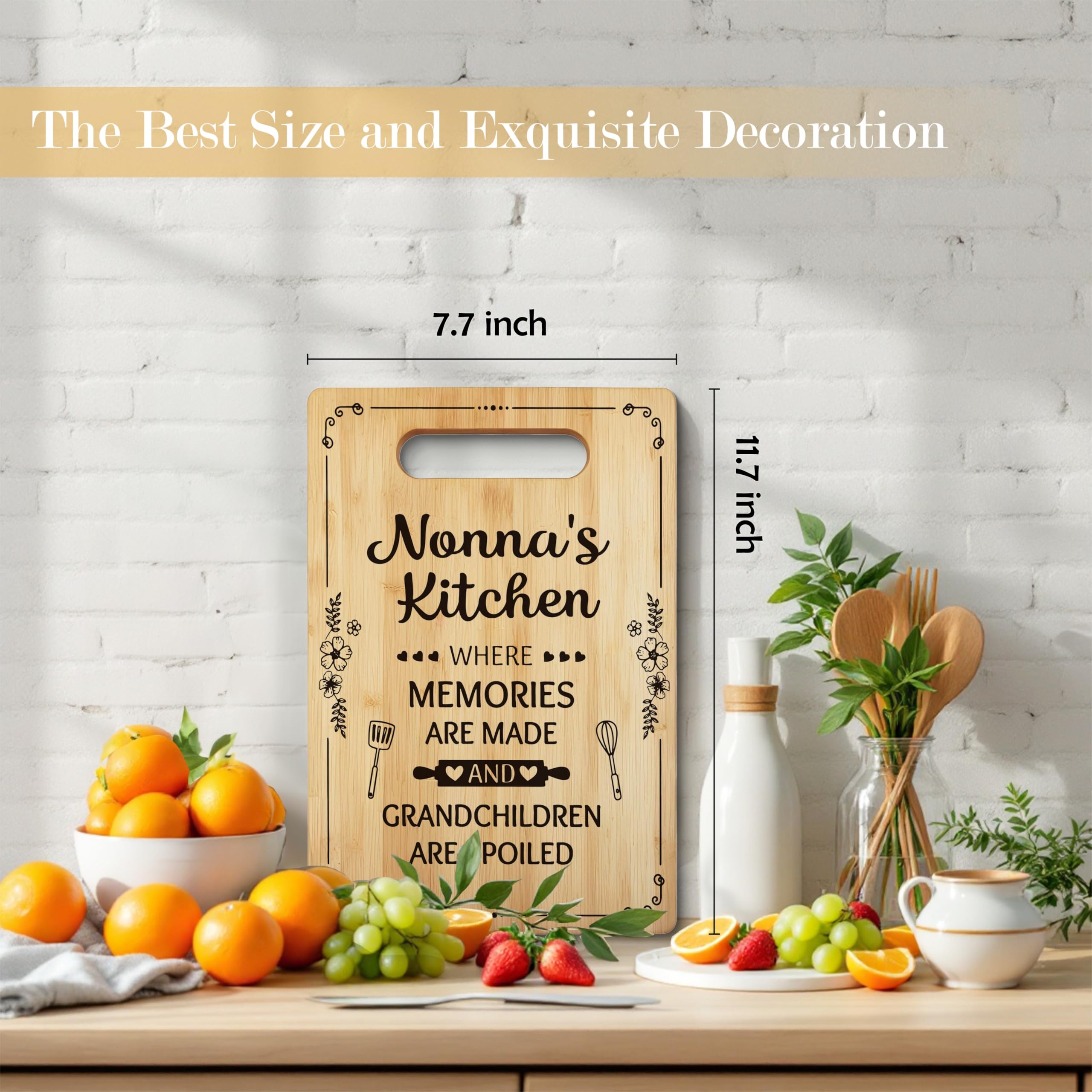 Nonna Gifts Cutting Board Chopping Board, Nonna Gifts from Grandkids, Gifts for Nonna Grandma, Grandma Kitchen Gifts, Grandma Birthday Gifts, Nonna's Kitchen Decorative Bamboo Cutting Board