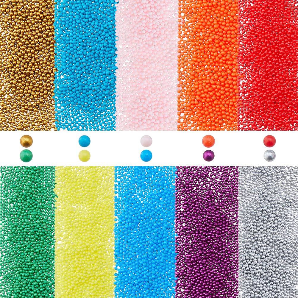 Perline di vetro senza foro, 200 g, 10 colori, tinta unita, laccate, 1,8 mm, non commestibili, in vetro sintetico, colore arcobaleno, per lavori di resina, fai da te