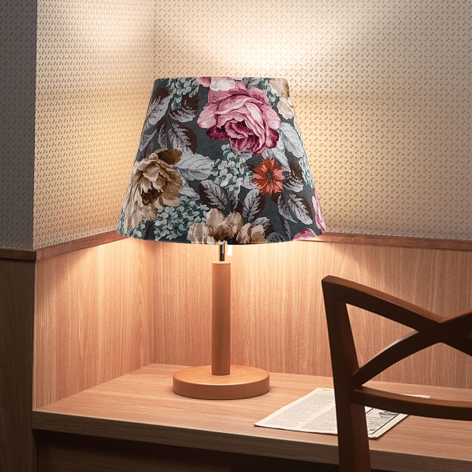 Artibetter Lampenschirm Tischleuchte E14 Leuchter Die Blumen Stoff