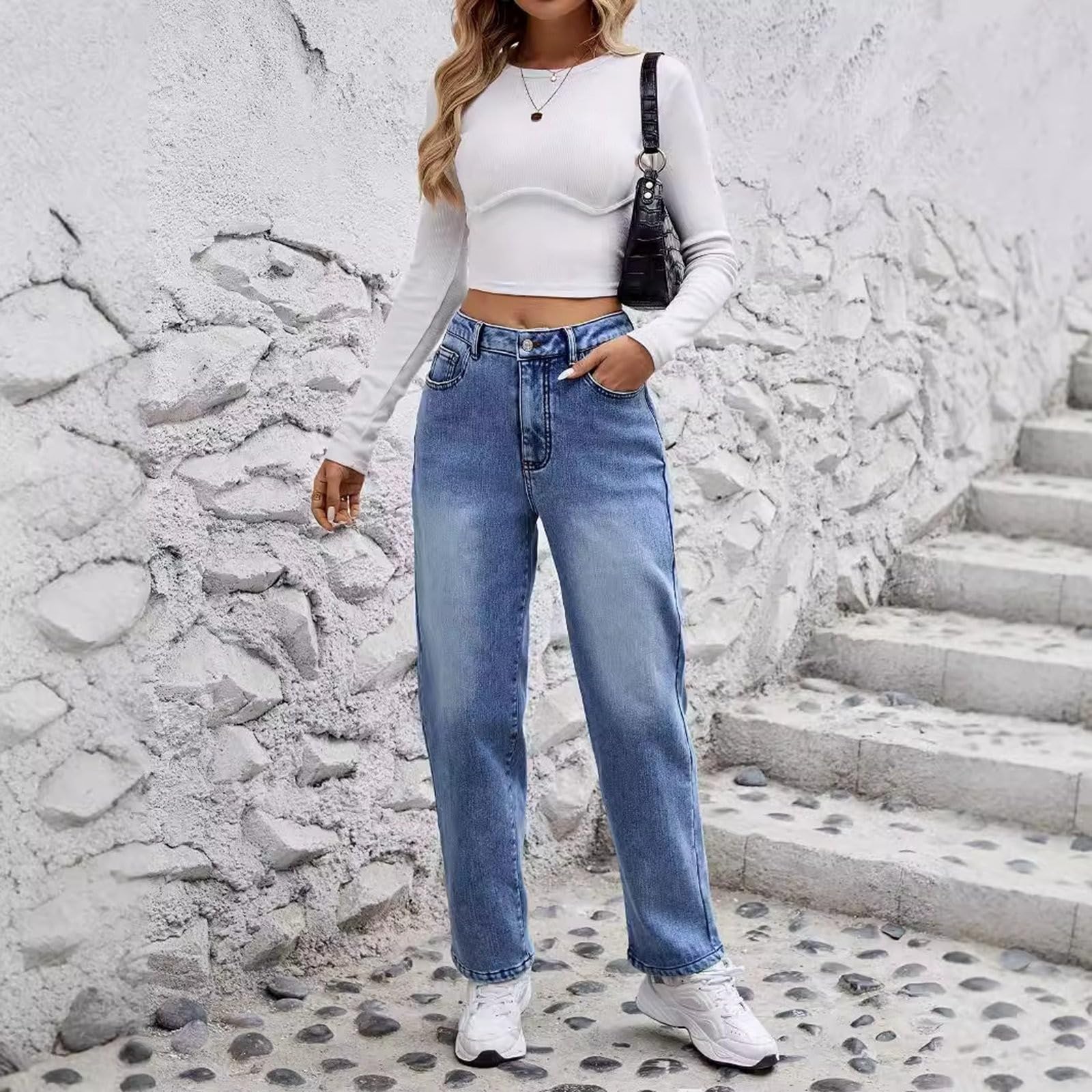 Pantalones vaqueros forrados para mujer, térmicos, de invierno, con forro polar, ajustados, de cintura alta, elásticos, para invierno, de cintura alta, térmicos, para mujer, cálidos, largos