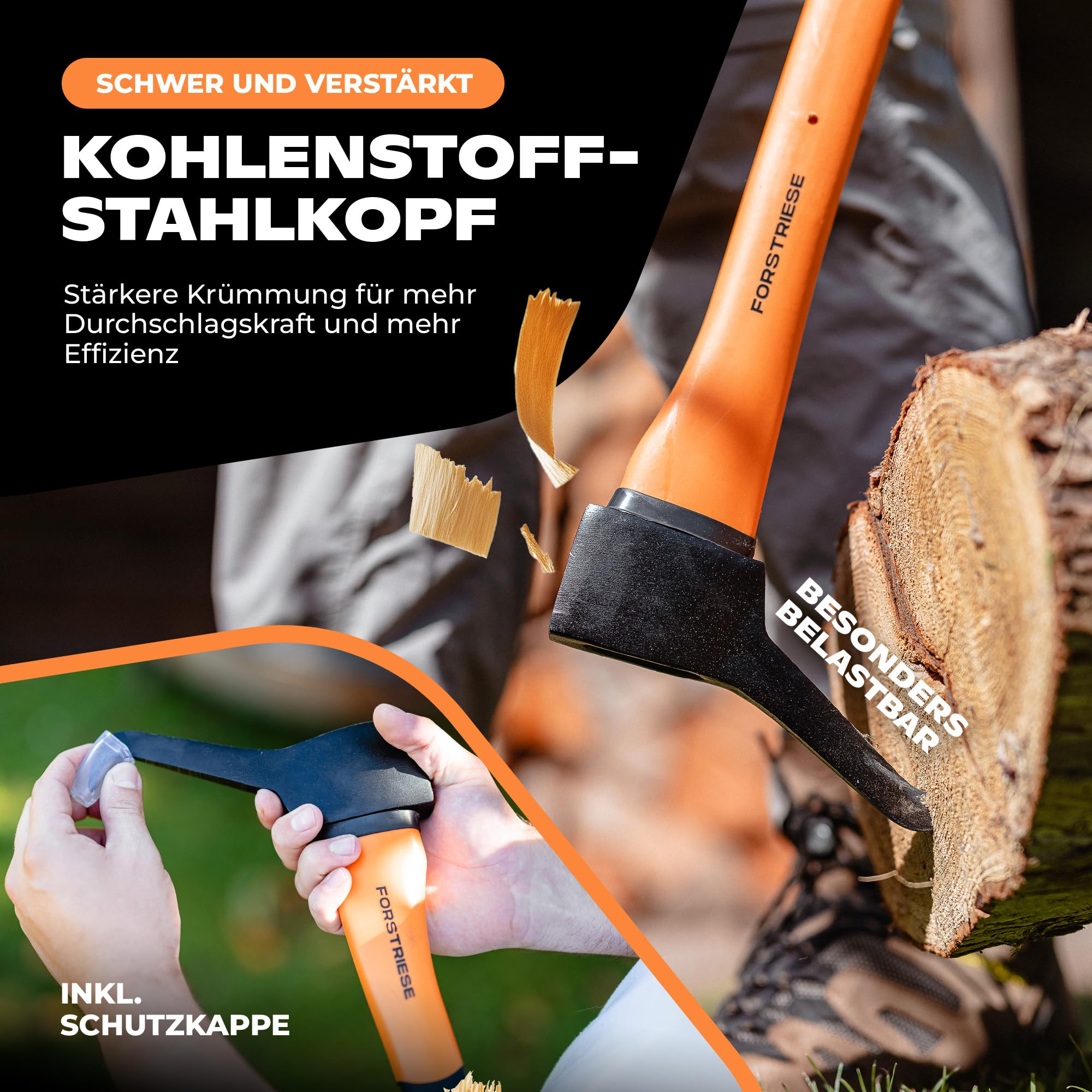 Sappie - Herramienta Forestal Sapie TX37 de 37 cm, Mango de plástico de Fibra de Vidrio inastillable, con Agarre ergonómico para un Agarre Seguro, Forst Zappi