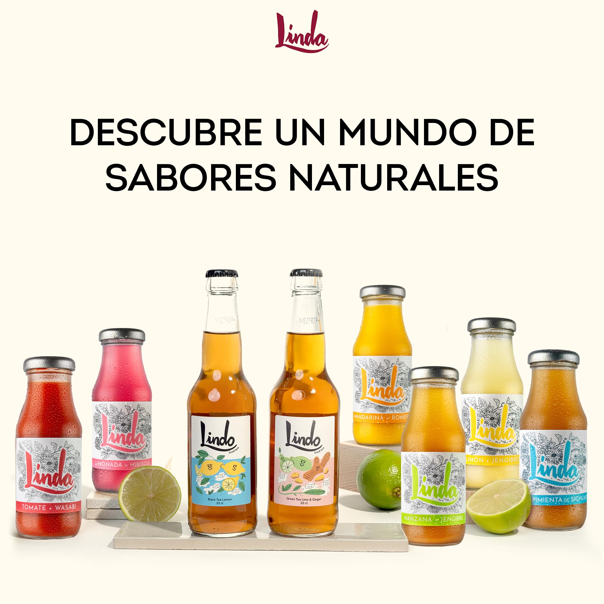 LINDA - Limón + Jengibre Pack 12 Uds x 200 ml, Limonada Endulzada con Agave, Rico en Vitamina C, 100% Natural y Vegano, Aporte Energía, Propiedades Antioxidantes y Depurativas, sin Gas