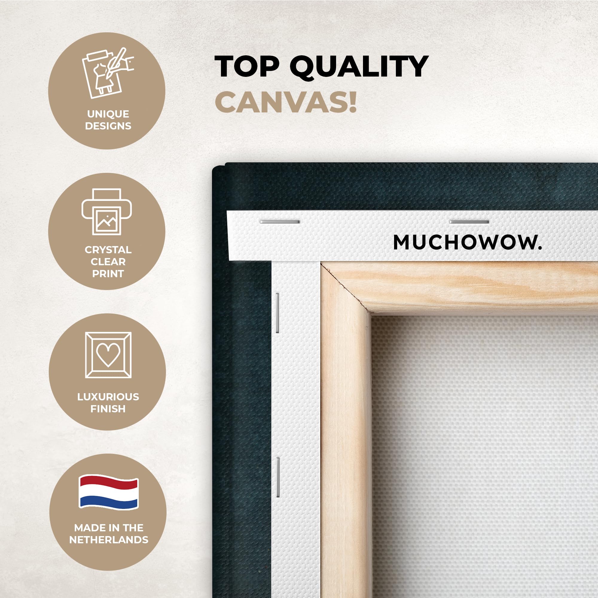 Quadro Su Tela MuchoWow 90x60 Cm – Stampa Cucina Con Pasta, Pomodoro E Spezie, Stile Rustico, Telaio In Legno FSC