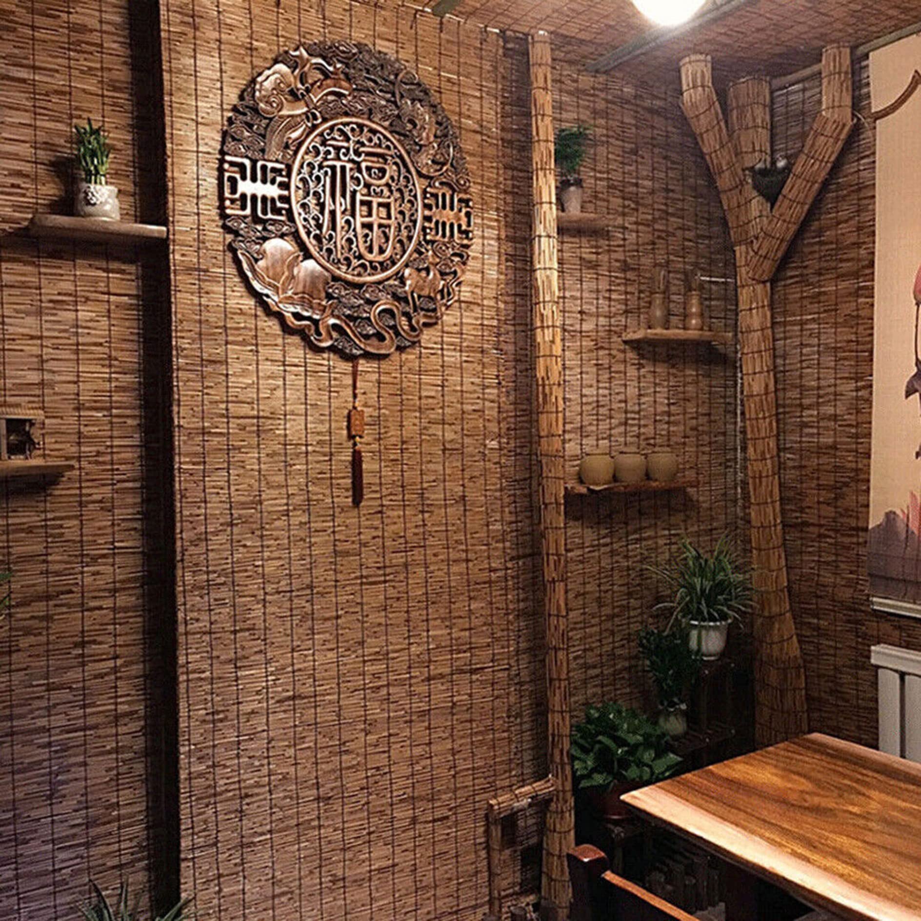 Store Bambou Extérieur Roulant - Rideau Pergola Balcon Tissé Main 66cm Largeur