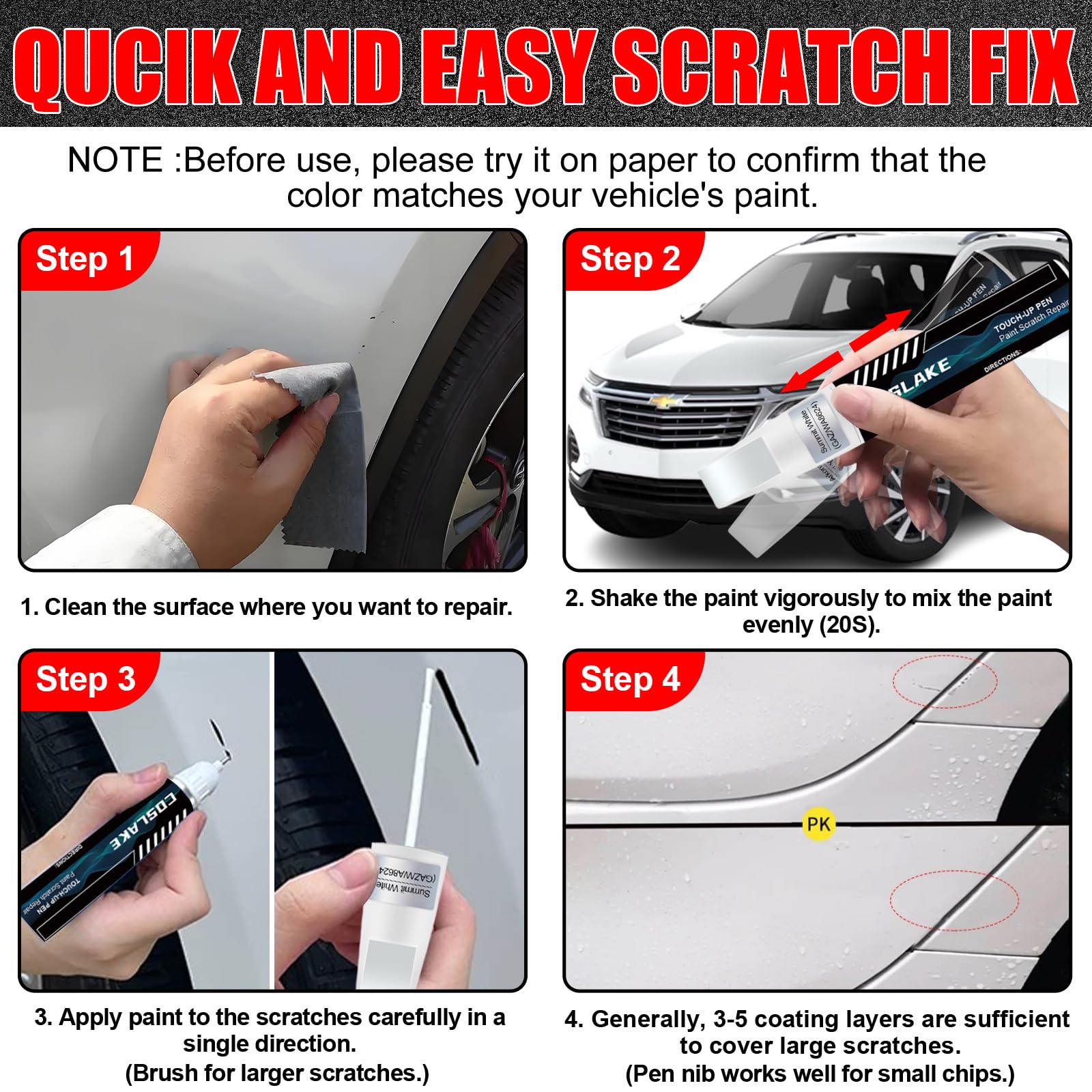 Amazon.com: COSLAKE Car Touch Up Paint(Mosaic Black Metallic(GB8