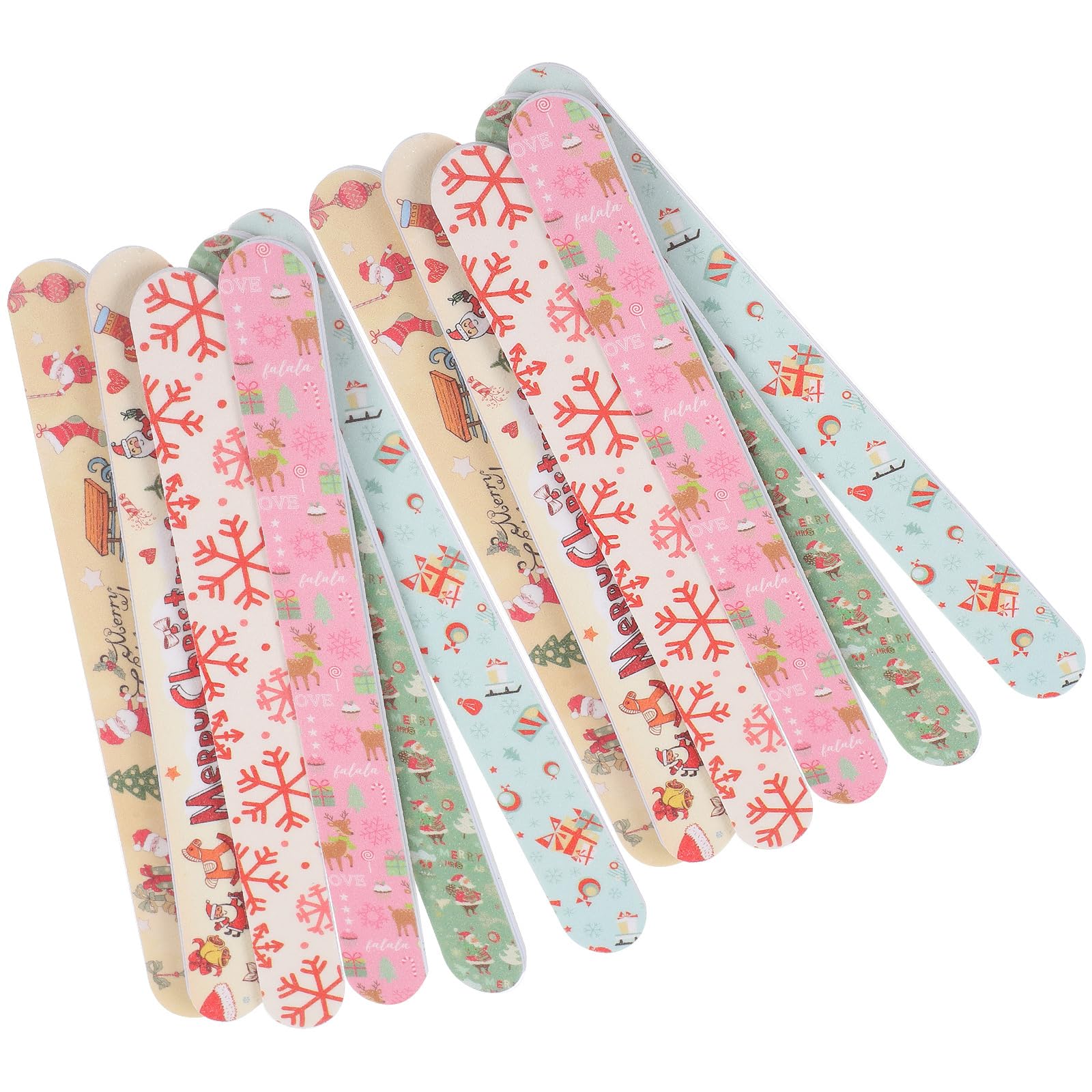 Sewroro 24 Pièces Limes à Ongles Simples pour Nail Art Limes Eva Thème de Noël Outil de Polissage Soin des Ongles et Pédicure Plusieurs styles