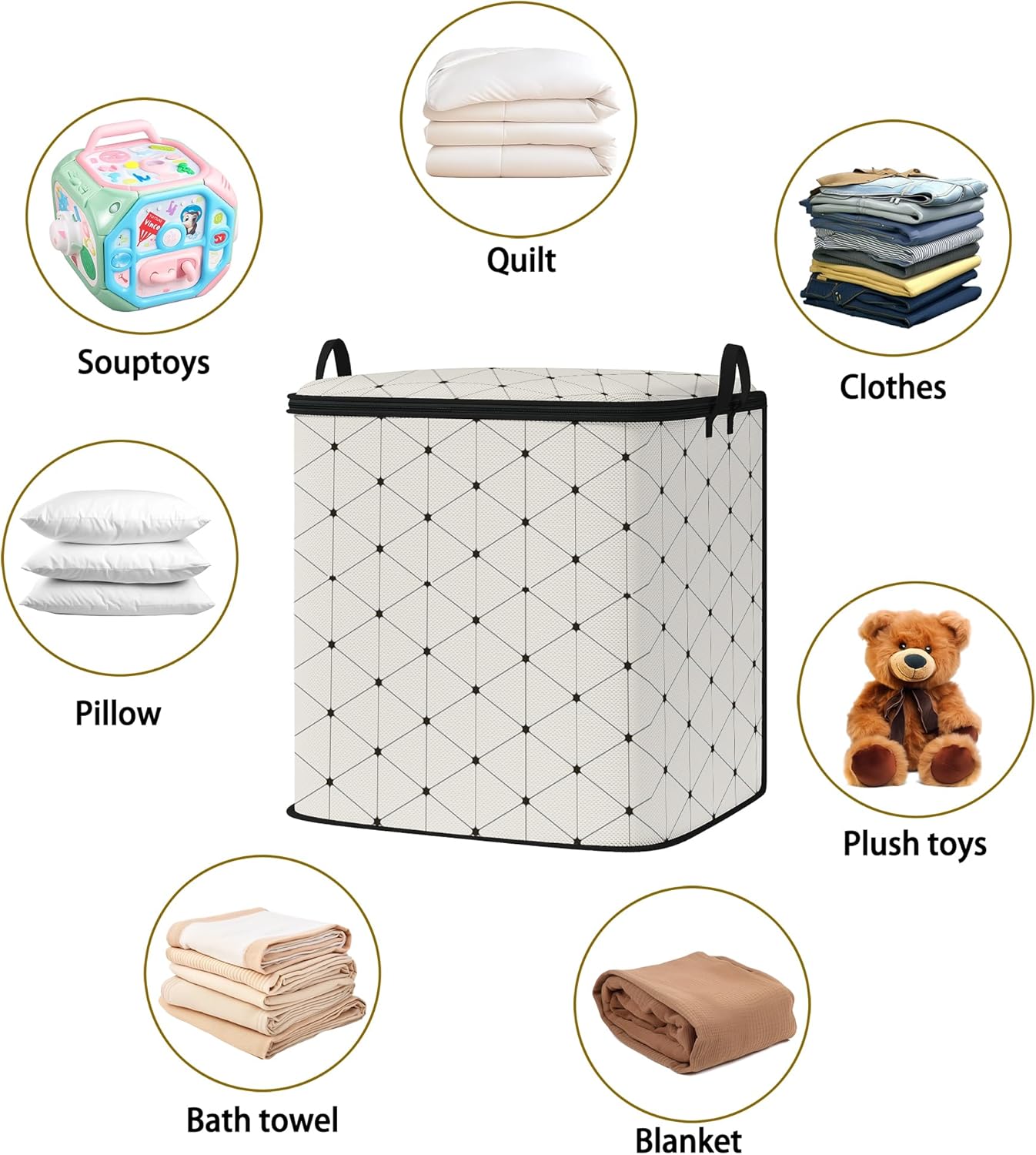 king comforter storage bag,clothes blanket bedding pillow quilt organizer for closet,fabric moving bags with portable handles and zipper 95L(2pack) - Image 2