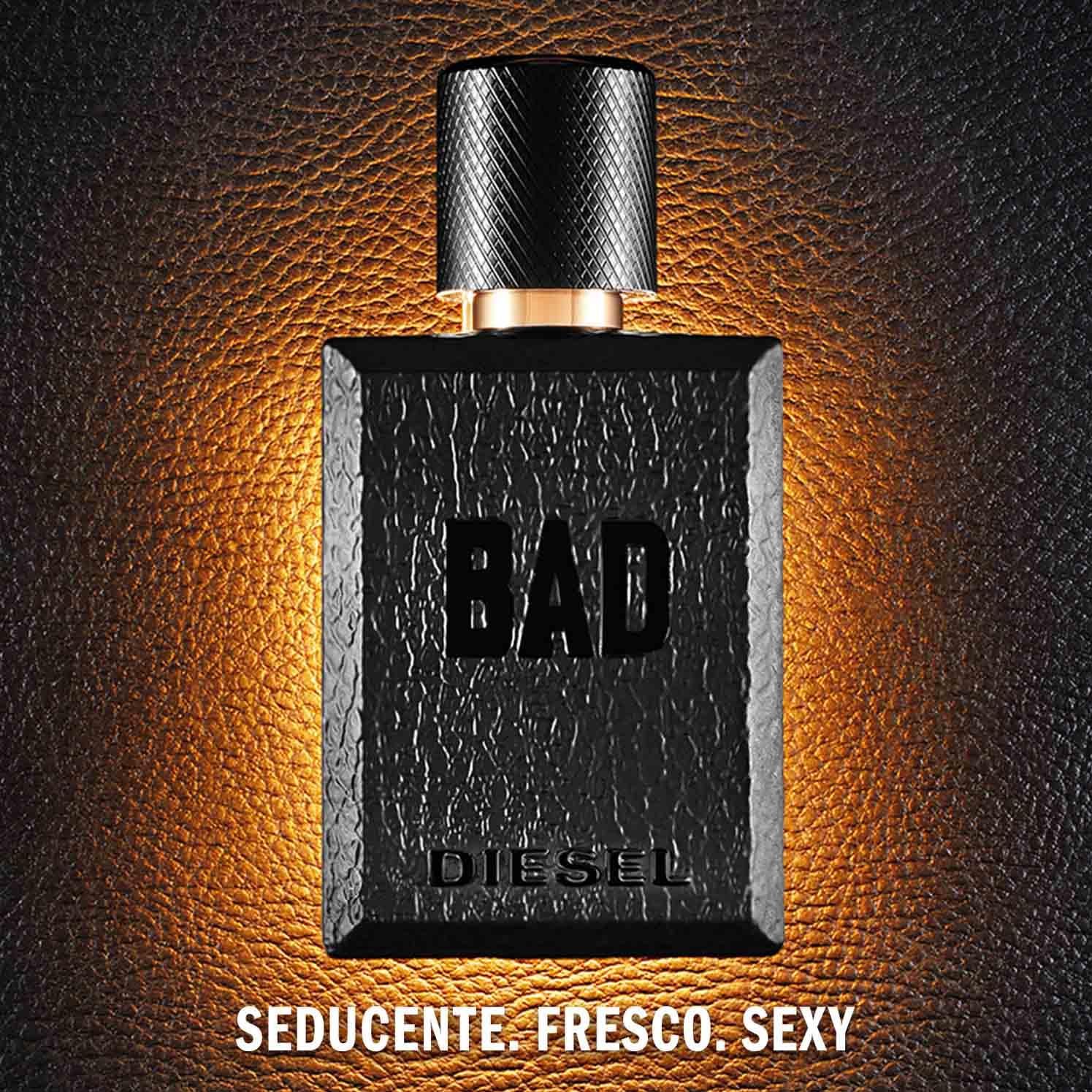 Diesel BAD Eau de Toilette Uomo, Profumo Uomo Fresco e Seducente, Fragranza Legnosa Aromatica, Note di Bergamotto, Caviale e Tabacco, A Lunga Durata, Profumo di Lusso per Uomo