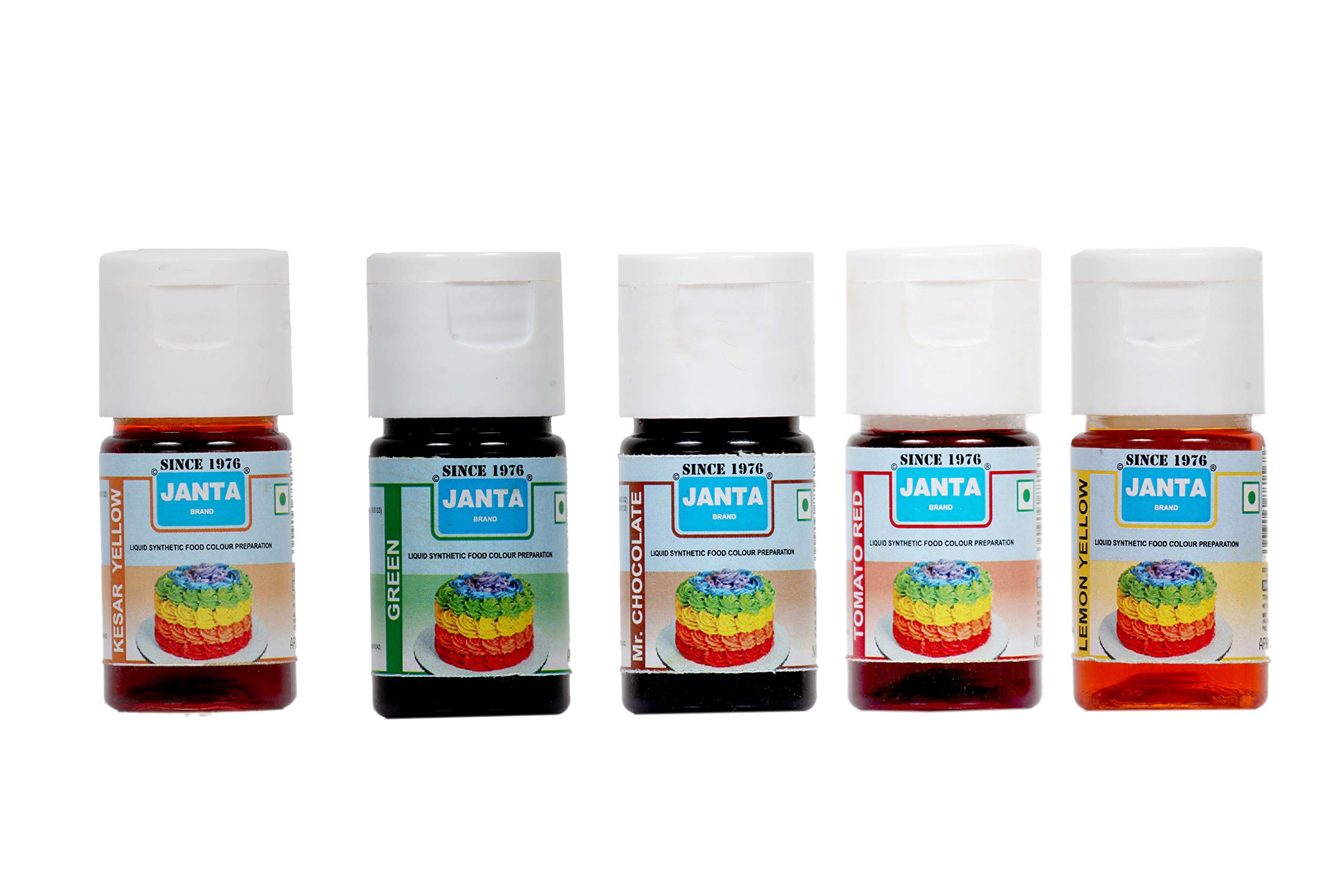 JANTA Combo Pack of Synthetic Liquid Food Color of Kesar Yellow, Green, Chocolate, Tomato Red, Lemon Yellow for Dairy Products, Ice Cream, Soups, Pickles, Sweets (20 Ml - 2 Bottles for Each Color) | For Food and Beverages | Specially Packed for Baker (B07XLL7JG7) Amazon Price History, Amazon Price Tracker