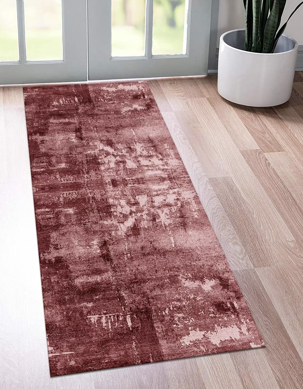 Antypoślizgowe nadające się do prania chodniki na korytarz, 70 x 240 cm, czerwony, abstrakcyjny poliester, dywaniki wewnętrzne, idealne do kuchni, sypialni i salonu, maty podłogowe o szerokości 40-120