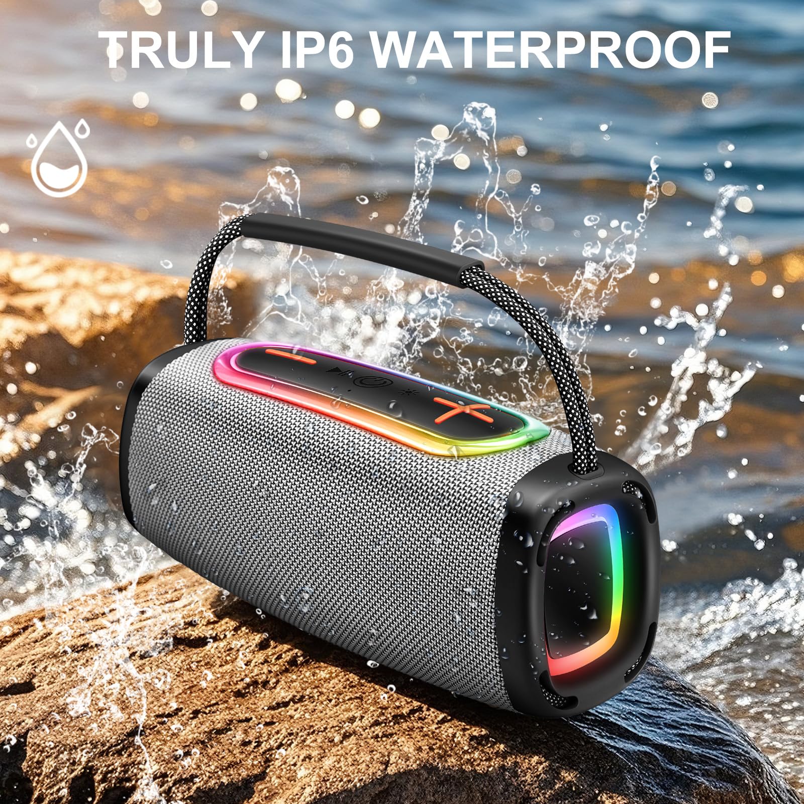 Altoparlante Bluetooth, 6000 mAh, altoparlante portatile con 36 ore di riproduzione, altoparlanti wireless Bluetooth 5.4 con volume più forte e bassi migliorati, microfono integrato, suono stereo
