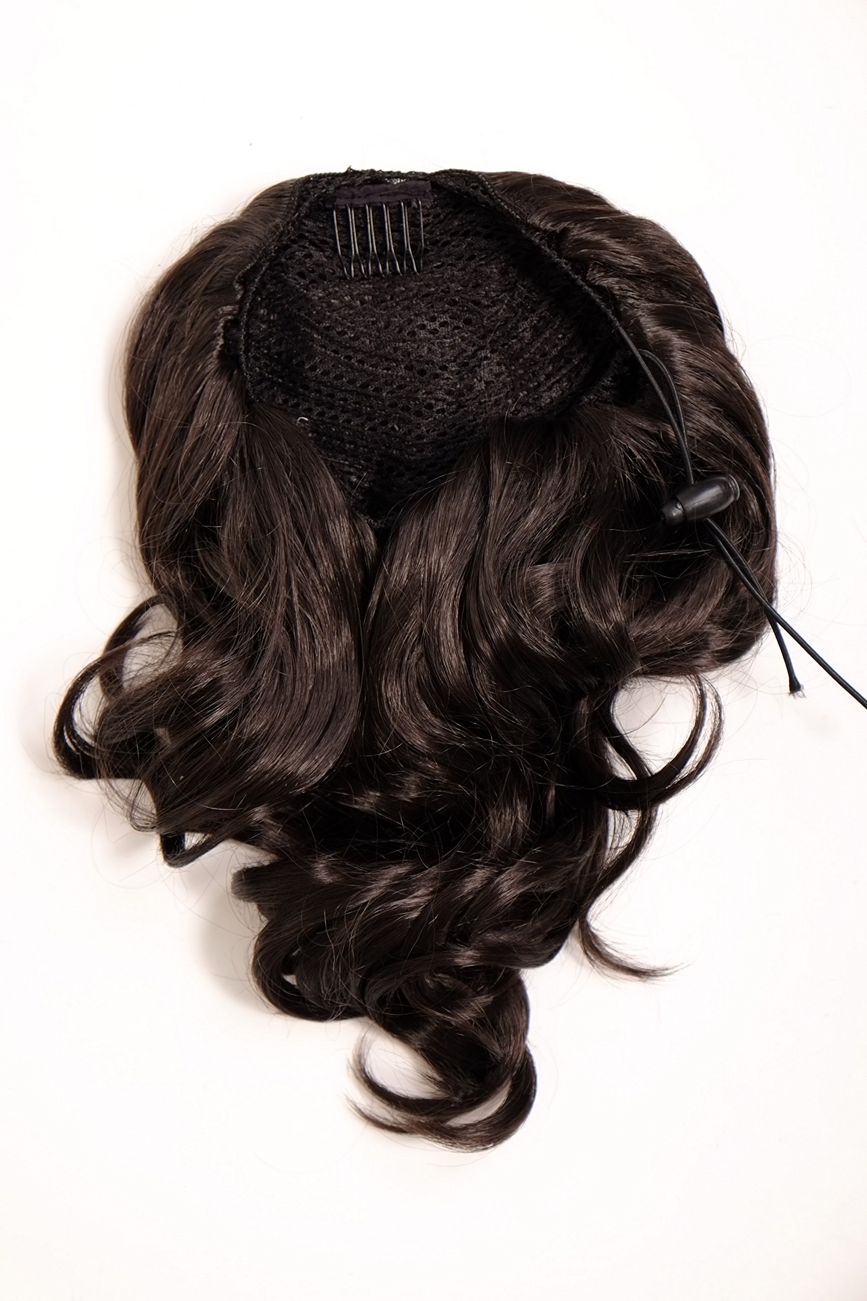 WIG ME UP - JL-3023-4 Hairpiece ponytail with comb and elastic draw string short wavy voluminous dark brown 14inch - Image 4