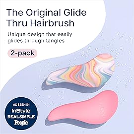 Crave Naturals Glide Thru Detangler Brush Pack of 2 - Curly Hair Brush for Women and Kids - Wet and Dry Comb for Adults - Soft Flexible Bristles for Gentle Use - Pink and Soft Hazy Swirl