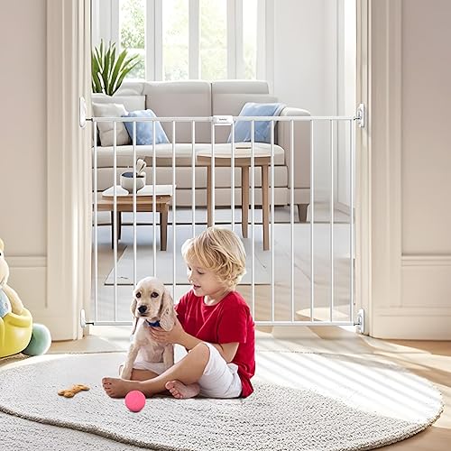 Miniatura 3 de Puerta abatible ajustable de seguridad para bebés, puerta de metal montada en hardware para escaleras y puertas, pestillo seguro para niños y
