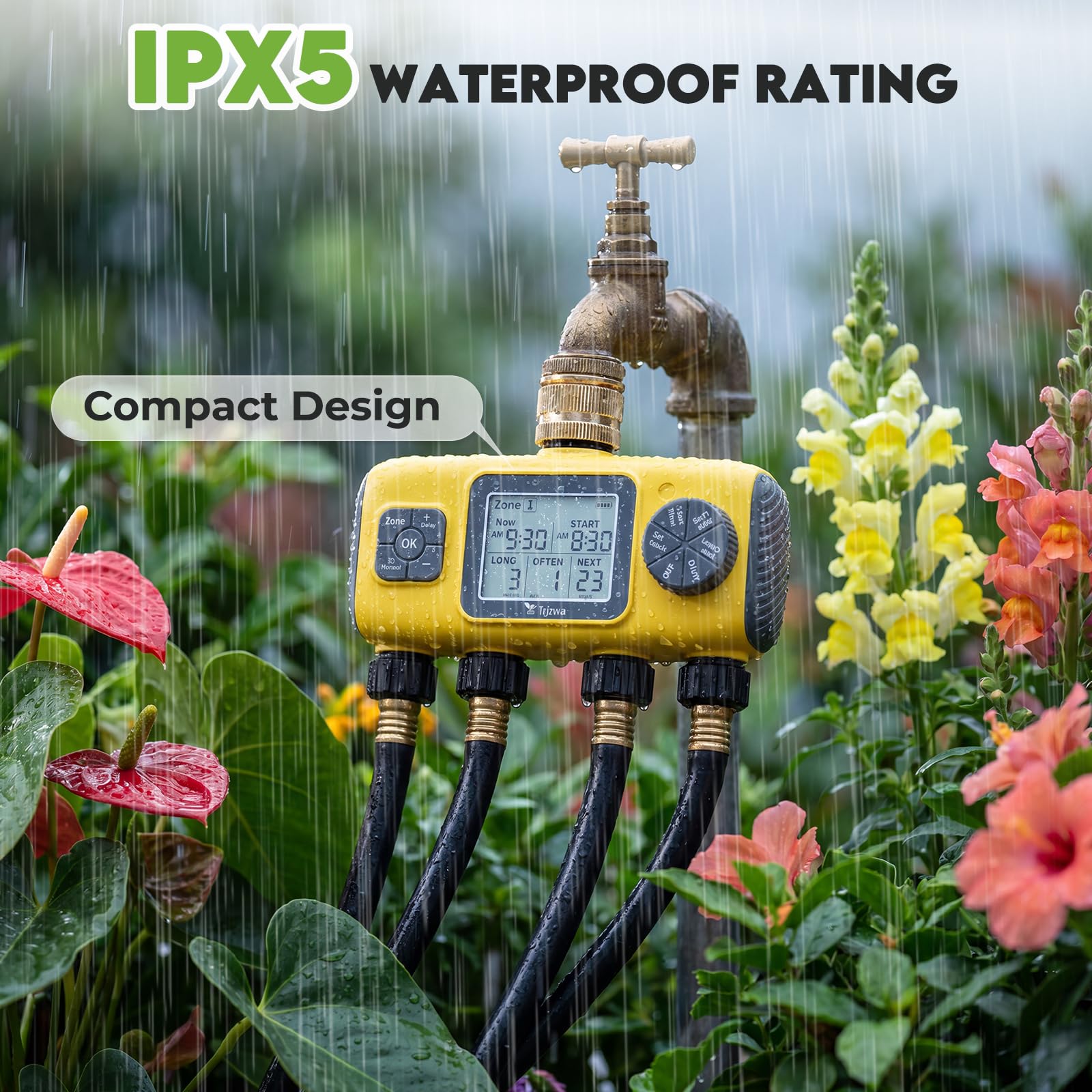 Programmateur Arrosage Automatique AVCE 4 Zone Écran LCD Minuteur Jardin