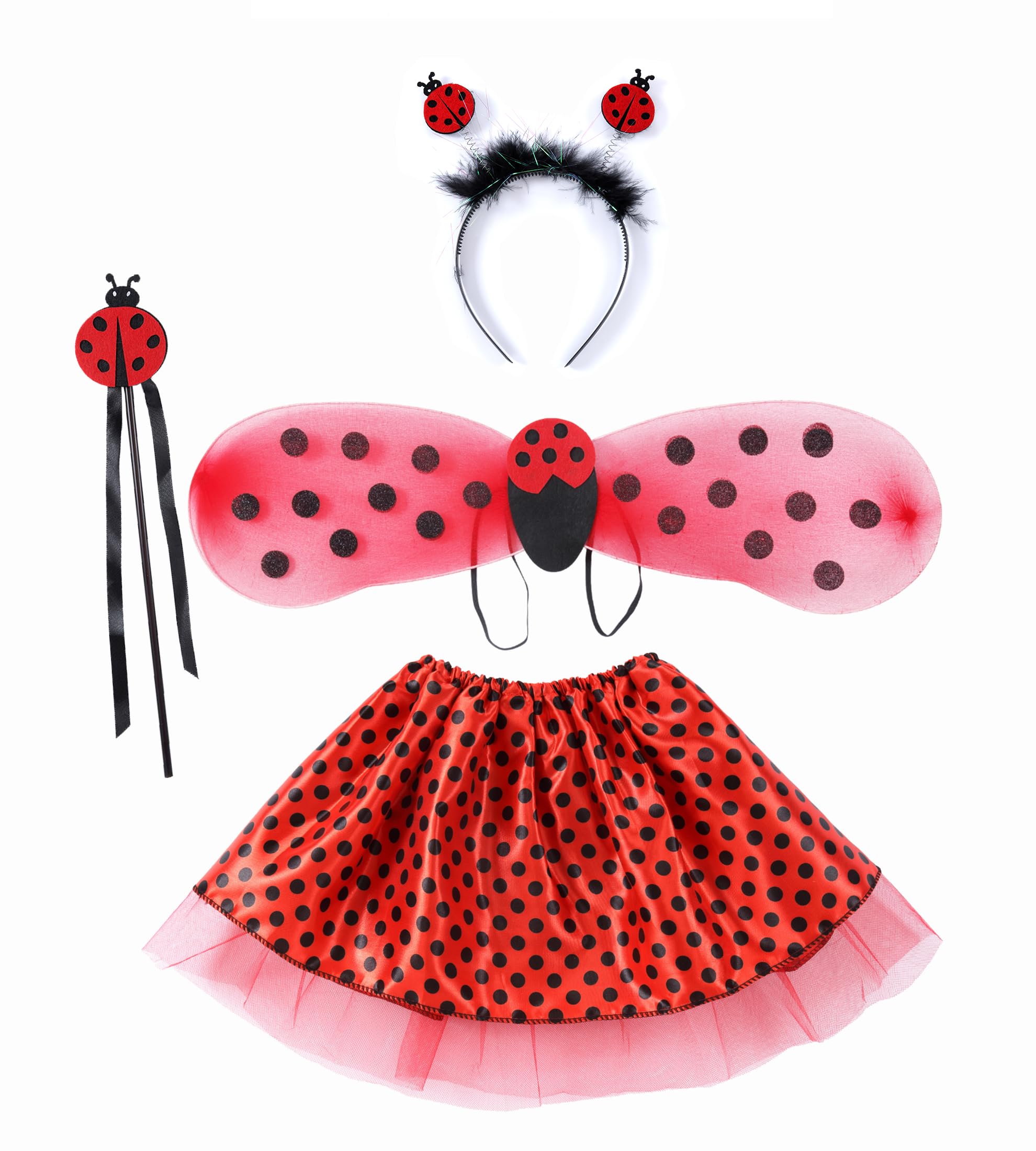 Seawhisper Princess Girls Dress Up Trunk Clothes for Kids Toddler Pretend Play Ladybug Bee Butterfly Costume Accessories