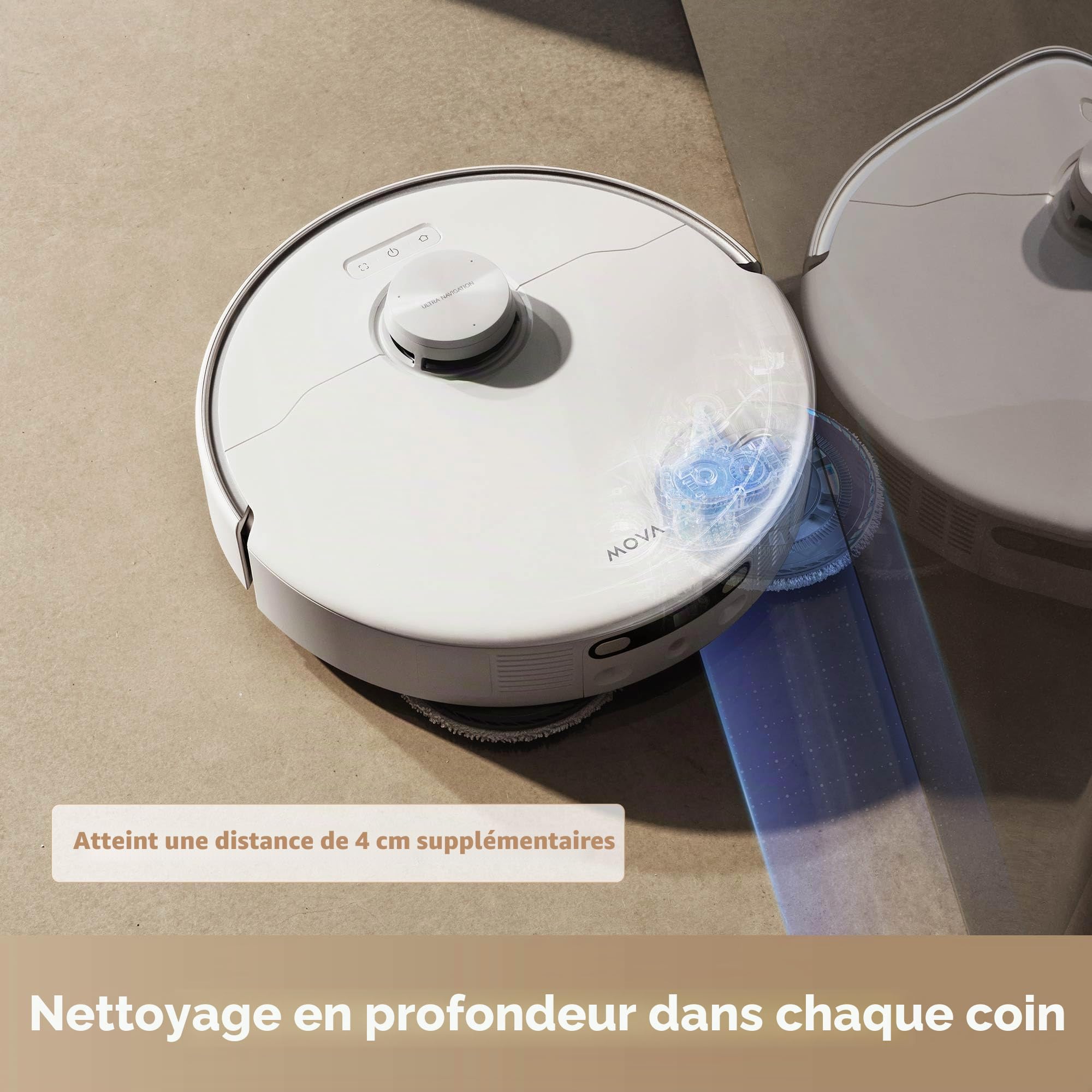 MOVA Aspirateur Robot combiné P50 Pro Ultra, 19 000 Pa, Brosse Anti-enchevêtrement, serpillère 75 ℃, tête de Brosse de Rechange 3 en 1 avec Support, autonomie de la Batterie 30D, Argent