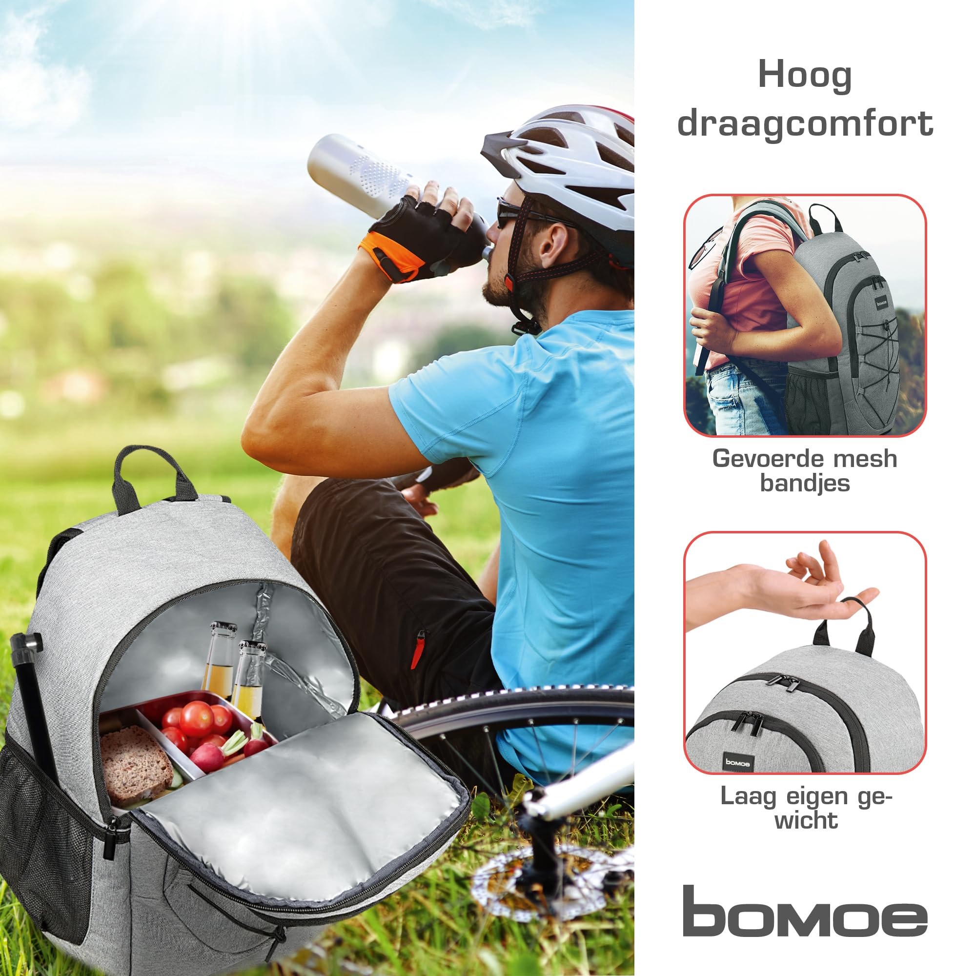 bomoe koelrugzak antraciet IceBreezer KR45 – koeltas rugzak voor onderweg - 25 liter - Perfect voor fietsen, festivals of wandeltochten - 45x19x33 cm