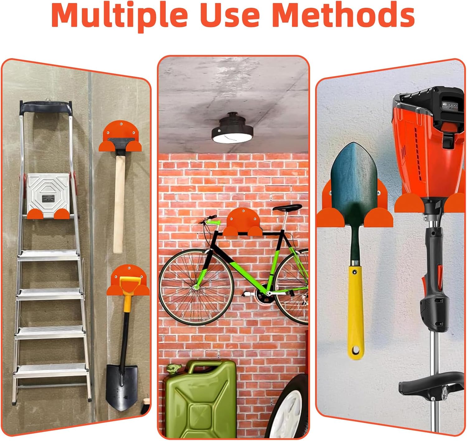 4 Pack Garage Organizer Trimmer Rack, Weed Eater Hanger for Garage Wall, Heavy Duty Power Tool Holder for Grass Trimmer, Weed Wacker, Hedge Trimmer, Garden Tools