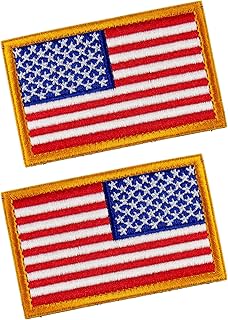 Tactical Patches of USA US American Flag Regular and Reverse, with Hook and Loop for Backpacks Caps Hats Jackets Pants, Military Army Uniform Emblems, Size 3x2 Inches, Pack of 2