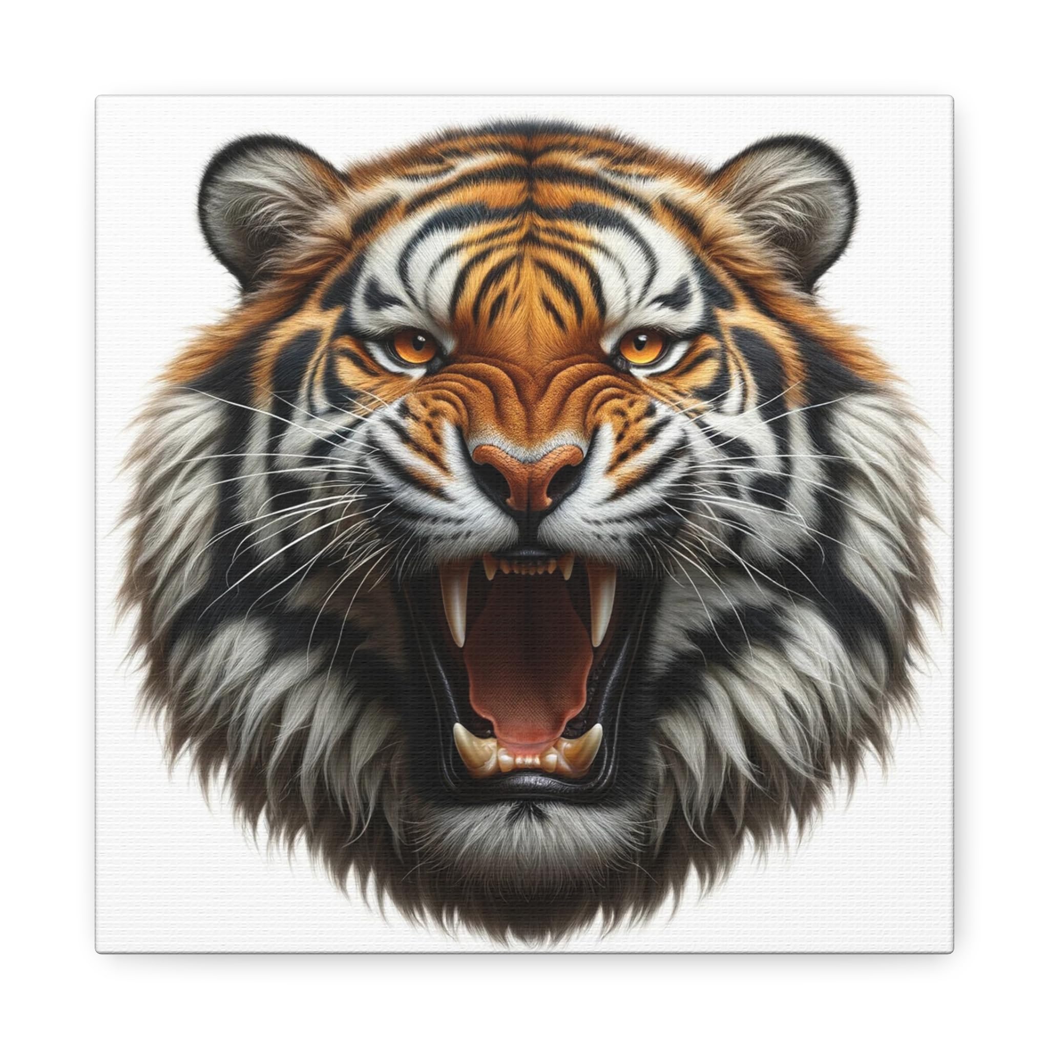 Snarling Tiger Wall Art Canvas Print Gallery Wrap 10x10 Home Decor Office Game or Living Room