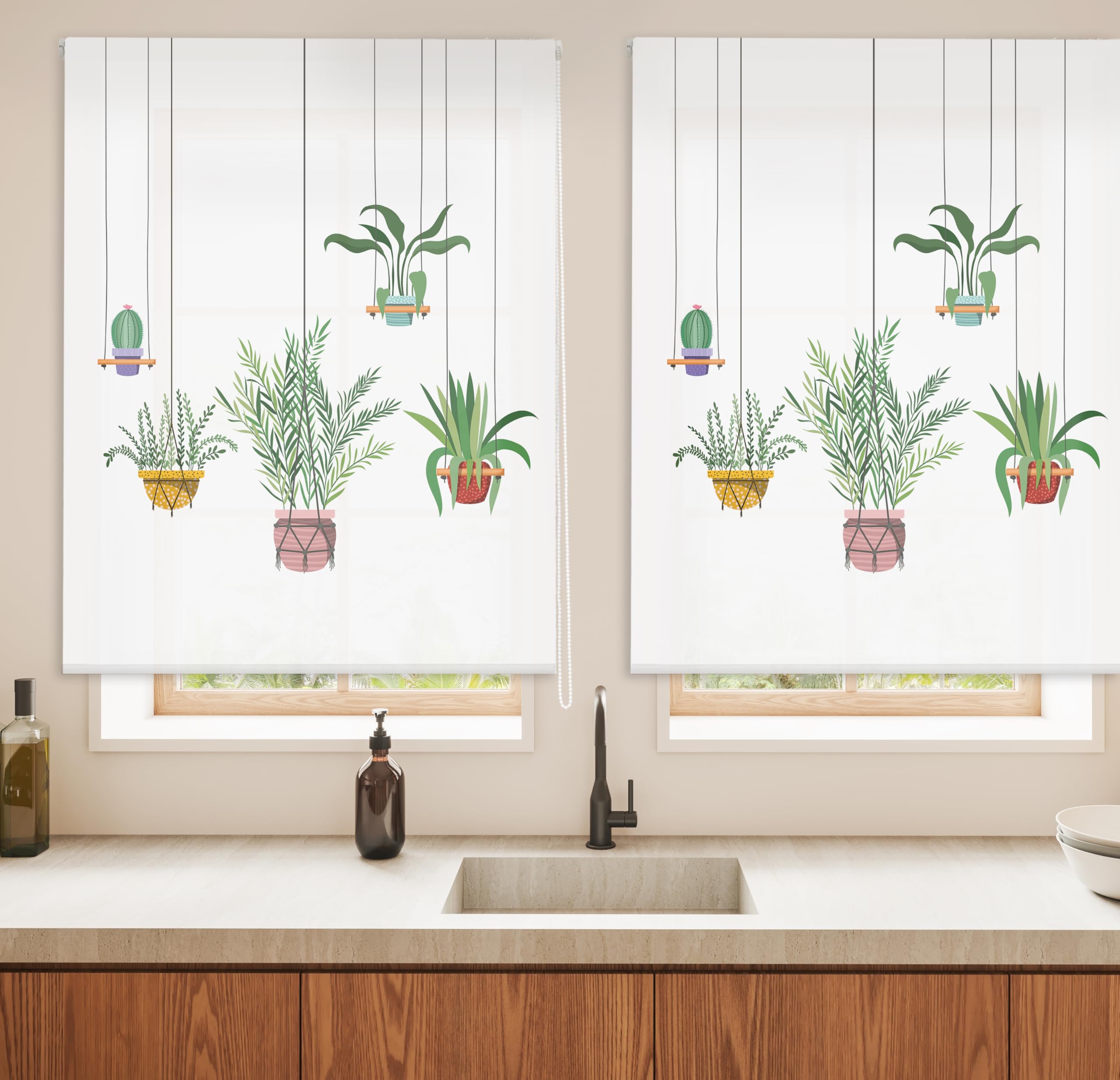 Blindecor Digital | Estor Enrollable Translúcido Estampado |Familia Cocina| Modelo C-Colgantes | 130 x 180 cm (Ancho por Alto) Tamaño de la Tela 126 x 175 cm | Estores para Ventanas