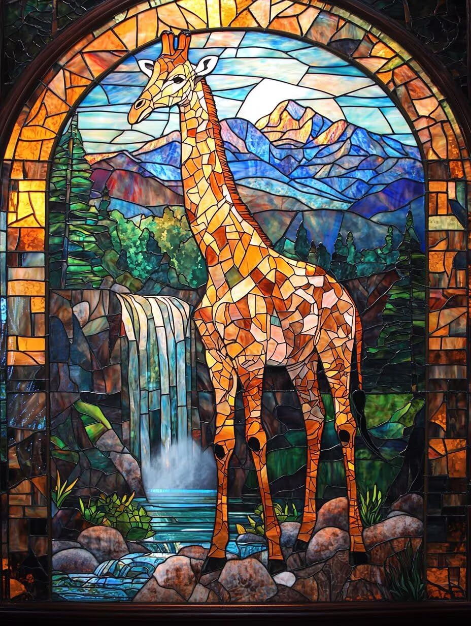 WEISHIWE Malowanie po numerach dla dorosłych żyrafa wodospad 61 x 80 cm z