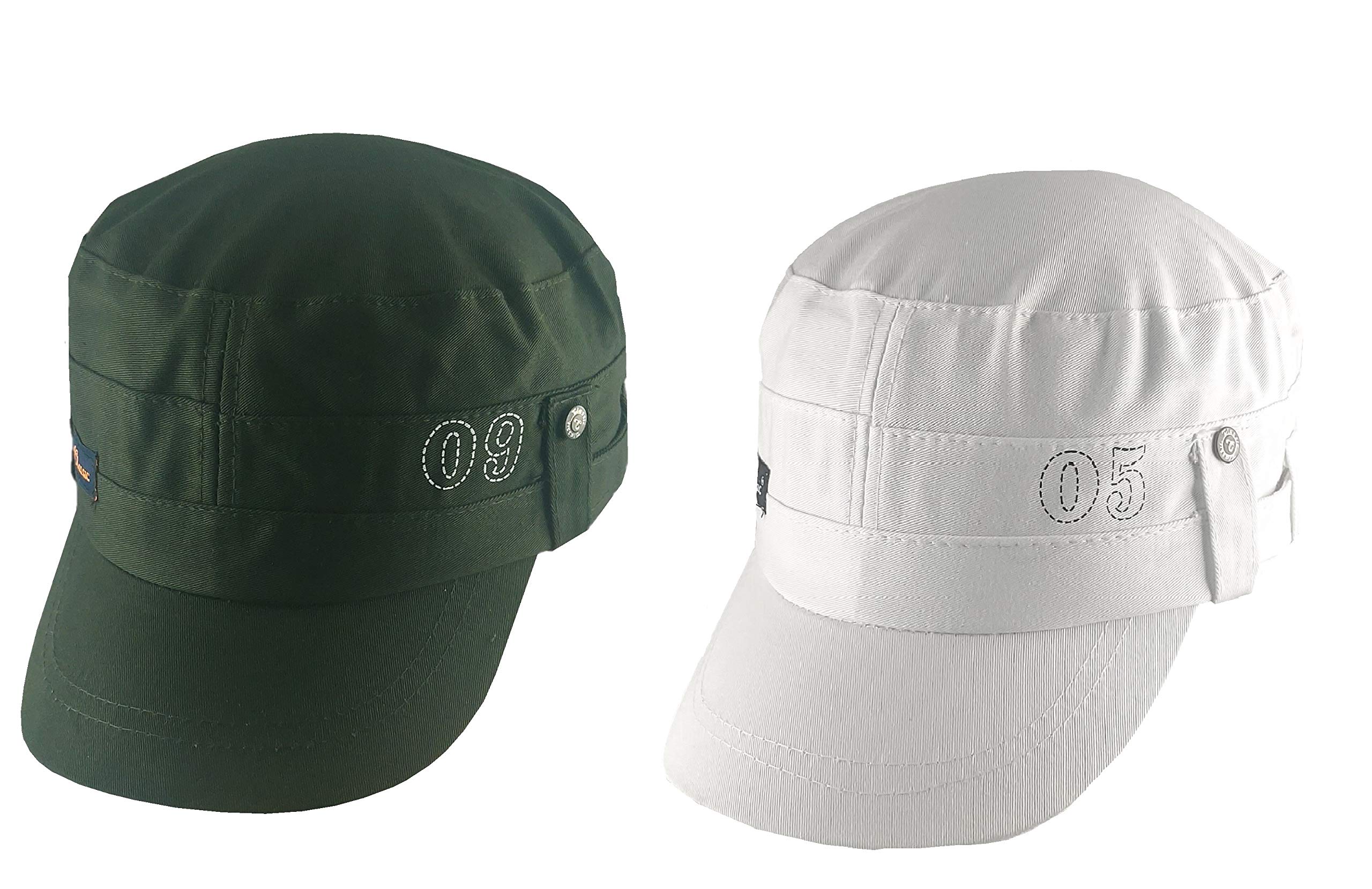 POSHINGFlat Combo White and Green caps for Men