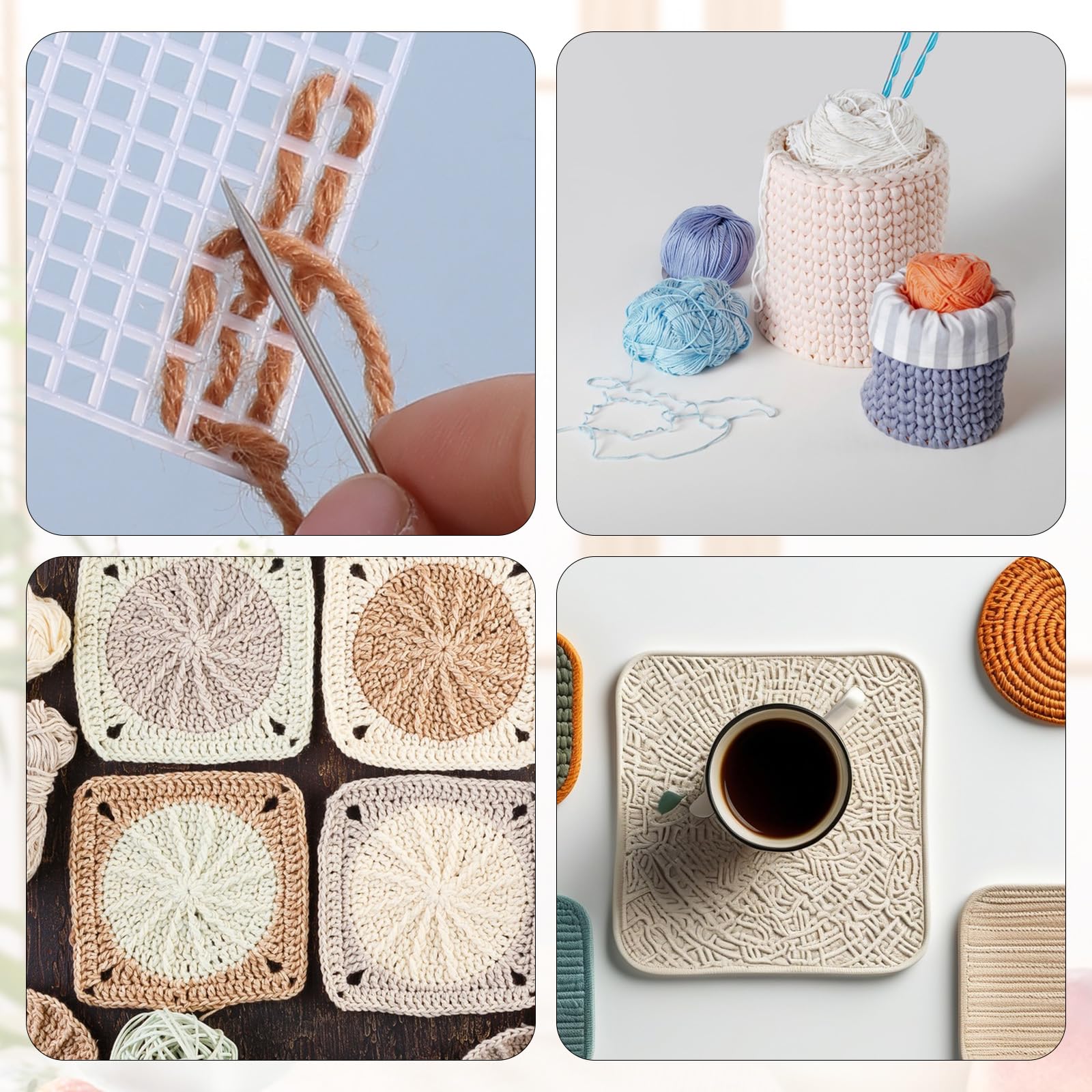 ElevateTech 6 Stück Kunststoff Netz Leinwand-Set, Netz-Kunststoff-Leinwand-Set Stickwerkzeuge für Stickereien Basteln Strick und Häkelprojekte Basteln mit Acrylgarn und Herstellen von Aquarium-Teilern