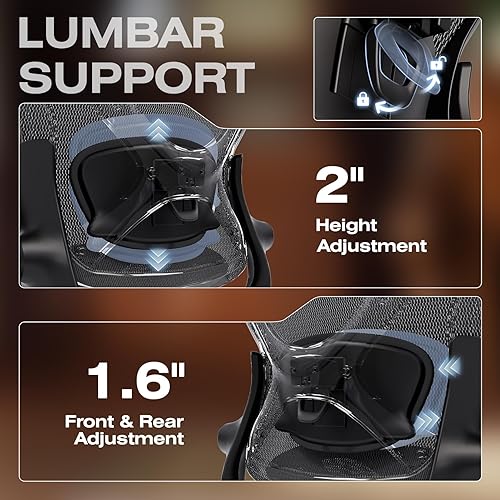 Miniatura 6 de ELABEST X100 Silla ergonómica de oficina con reposapiés, silla grande y alta para escritorio en el hogar con brazos plegables 5D, soporte lumbar