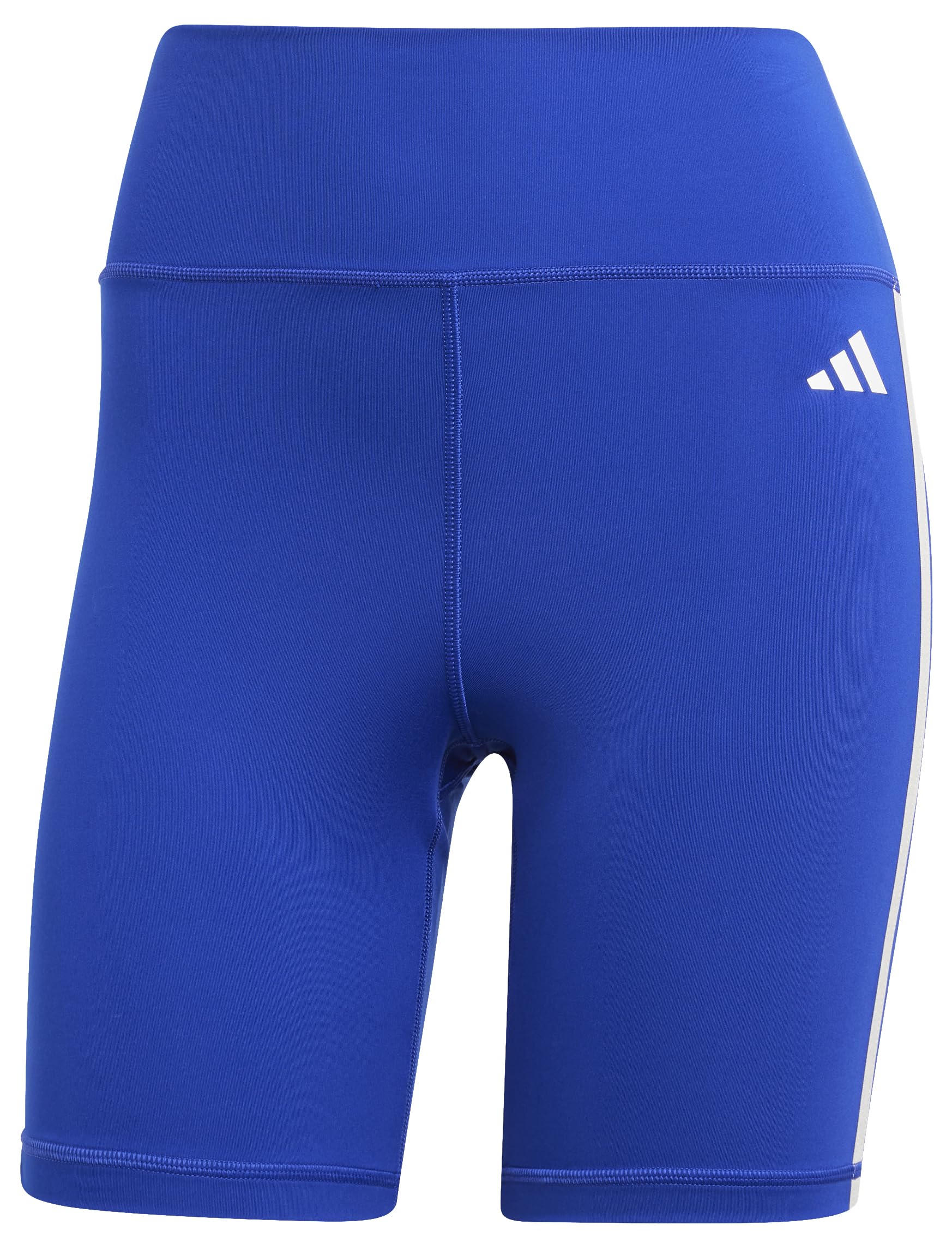 adidas Women's Training Essentials 3-Stripes High-Waisted Short Leggings, semi Lucid Blue, XS