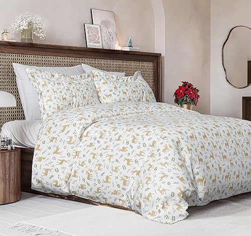 Vista 9 de Juego de funda de edredón de Navidad tamaño individual, funda de edredón extra suave con 1 funda de almohada, ropa de cama navideña con cierres