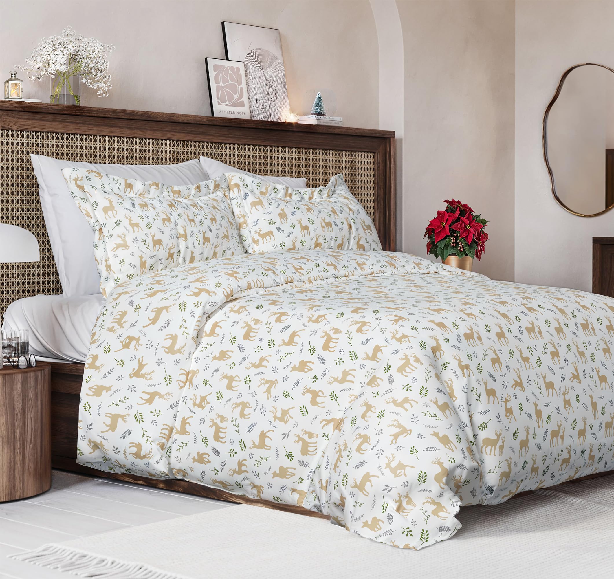 CGK Christmas Duvet Cover Full Size Set - 80 x 90, Christmas Reindeer
