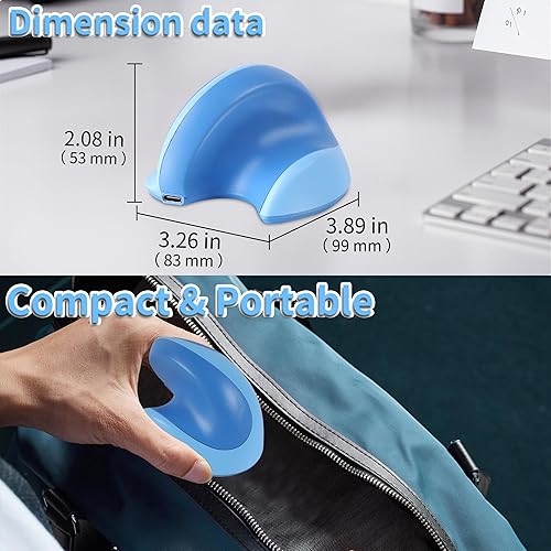 Miniatura 6 de Ratón inalámbrico ergonómico vertical con Bluetooth y receptor USB de 2.4 GHz, 3 botones, recargable, silencioso, portátil, óptico, inalámbrico,